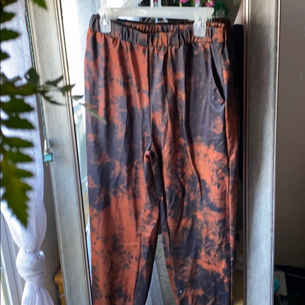 Orange + black tie-dye joggers